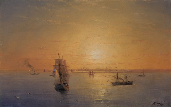 Russian Fleet at Sunset by Ivan Aivazovsky